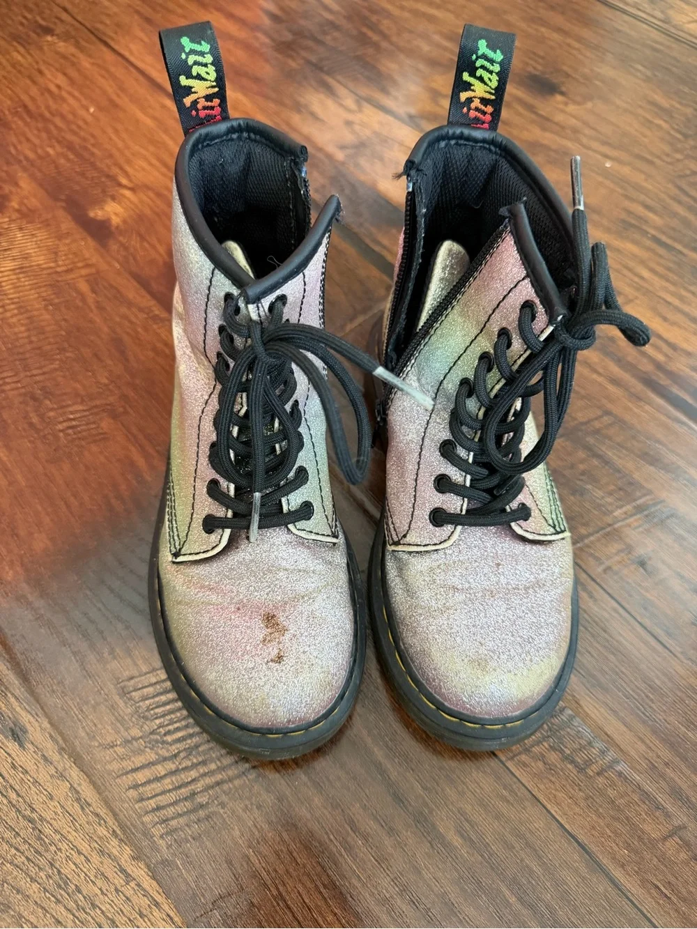 Dr. Martens Kids Iridescent Multi-Color Lace-Up Boots